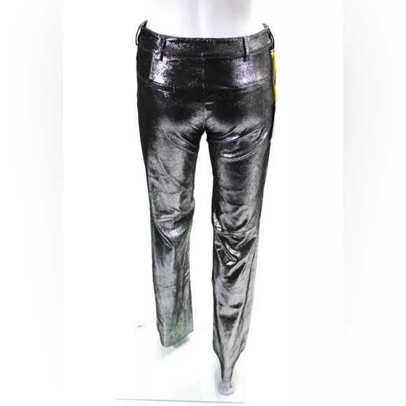 Nwt Mon&Pau Womens Leather Straight Leg Pants Silver Limited Edition XXS - Picture 4 of 7
